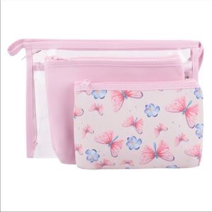NWT BUTTERFLY 🦋 3 piece cosmetic bag set. GREAT FOR TRAVELING